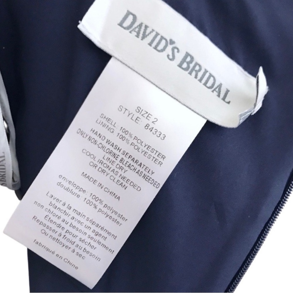David’s Bridal Dark Blue One Shoulder Dress With Bow Accent Size 2 - Picture 9 of 12